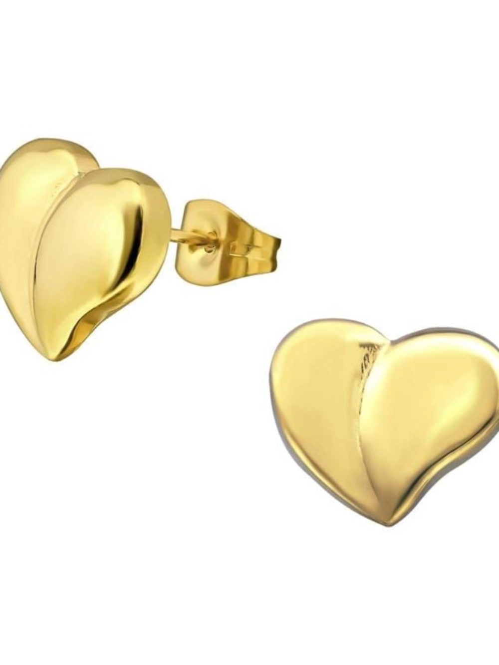 Womens Surgical Stainless Steel Gold Heart Stud Earrings